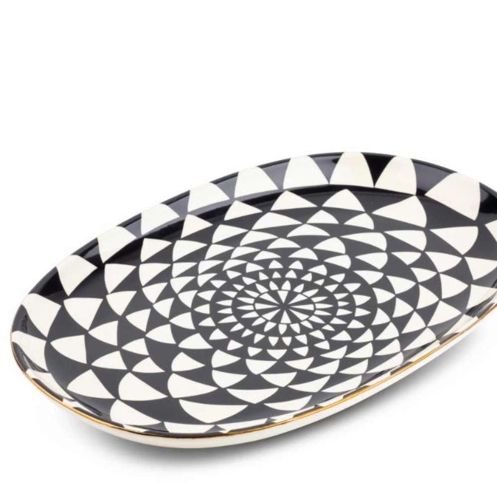 Thyme & Table Stoneware Oval Serve Platter, Medallion 17 x 11 HTF  New!
